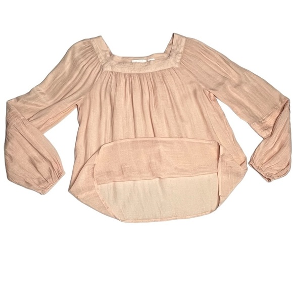 LC LAURA CONRAD Sheer Peach Square Neck Peasant Boho Top Women's Size M - Picture 9 of 16